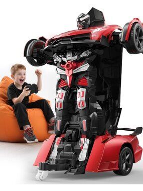 Transforming RC Robot Car Toy - 1:14 Scale, 2-in-1 Remote Control, Red